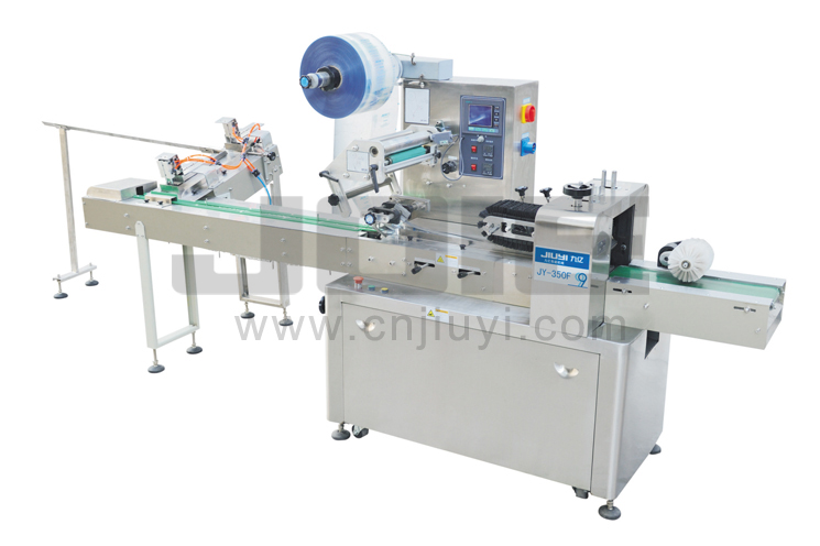 JY-350F Flow wrapping machine with automatic feeder (Special for bearing and tapes) 